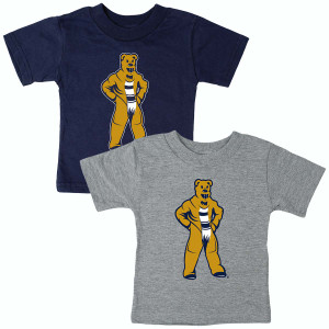 navy and heather gray infant short sleeve t-shirts with Penn State Nittany Lion Mascot